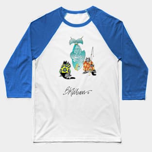 B kliban cat - cat goes fishing Baseball T-Shirt